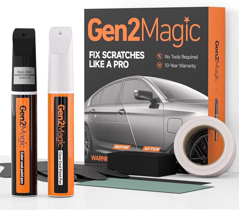 Gen2Magic Black Touch Up Paint Pen Kit Compatible with Chevy [Clear Coat Included], GBA/WA8555/WA848/WA5118 Color Match for Scratches, Rock Chips, Bumper Dings, Easy Scratch Repair & Rust Remover - Image 1
